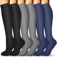 thumbnail image 1 of 6 Pairs Copper Compression Socks for Women & Men Circulation 15-20 mmhg - Better Blood Flow, Swelling, Best Support for Medical, Running, Nursing, 1 of 7