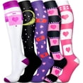 thumbnail image 1 of 6 Pairs Copper Compression Socks for Women & Men Circulation 15-20 mmhg - Better Blood Flow, Swelling, Best Support for Medical, Running, Nursing, 1 of 7