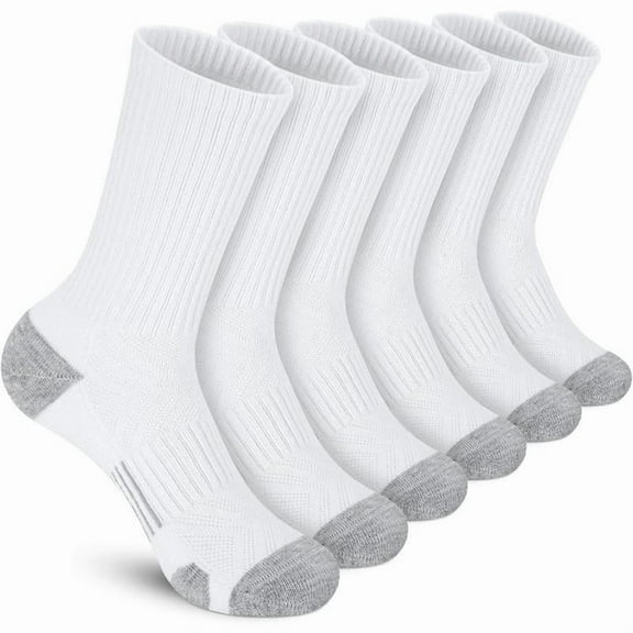 6 Pairs Cotton Crew Socks Cushion Athletic Socks Breathable Moisture Control Running Socks Sports Socks for Men Women