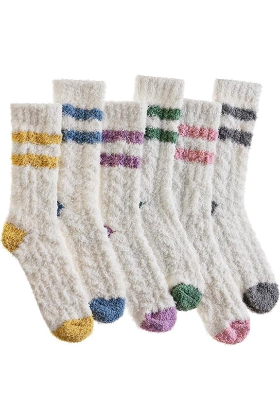 6 Pairs Cozy Fluffy Socks for Women, Warm Plush Fuzzy Bed Socks - Perfect Winter Holiday Gift Set for Christmas, Stocking Stuffers