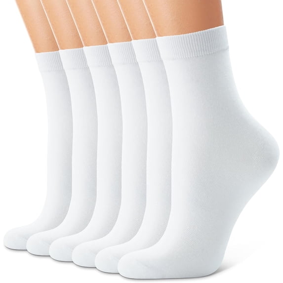 6 Pairs Crew Socks for Women Soft Cotton Bootie Socks Moisture-wicking Casual Socks Non Slip Above Ankle