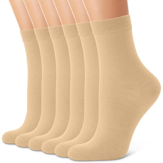 6 Pairs Crew Socks for Women Soft Cotton Bootie Socks Moisture-wicking Casual Socks Non Slip Above Ankle