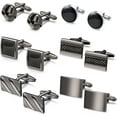 thumbnail image 1 of 6 Pairs Cufflinks for Men Classic Cuff Links Mens Cufflinks Tuxedo Shirt Cufflinks for Wedding Groom Business Silver Black Cufflinks Set Father's Gift, 1 of 6