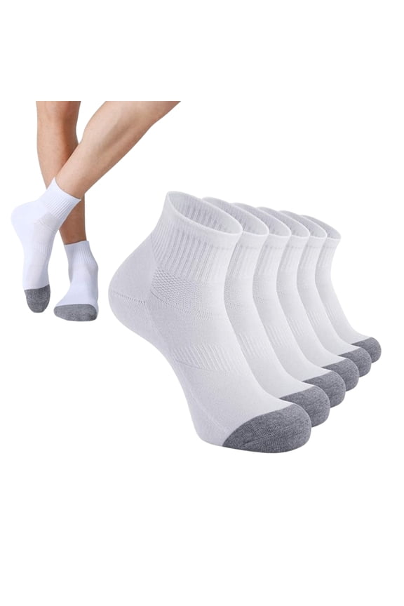 6 Pairs Cushioned Ankle Socks - Breathable & Sweat-Wicking Athletic Socks for Running & Workout