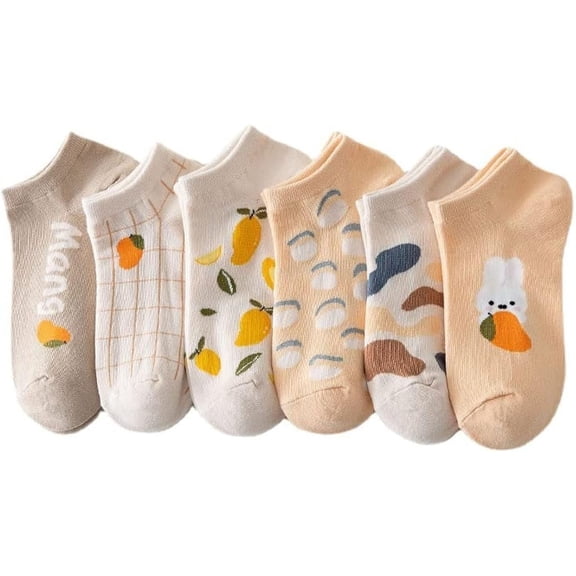 6 Pairs Cute Combed Cotton Socks For Women with Lovely Animals/Flowers Patterned Ankle Socks
