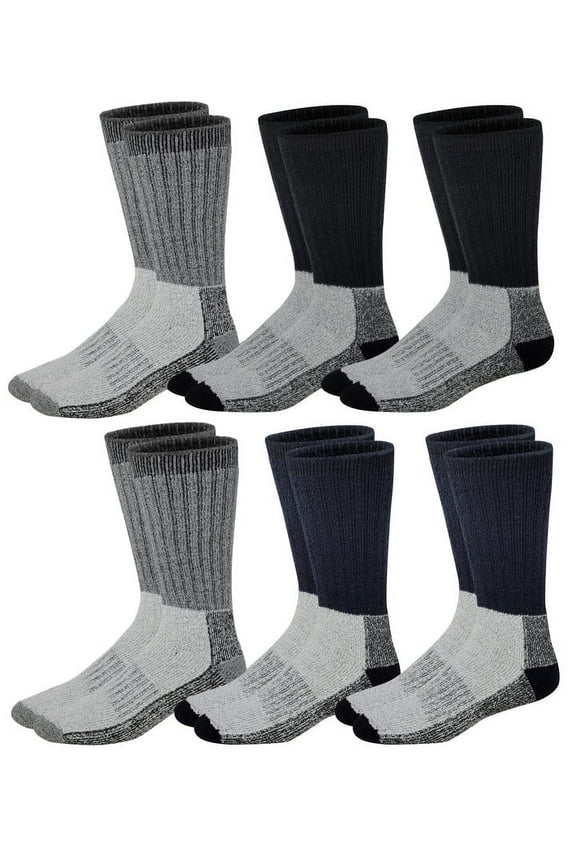 6 Pairs DIFFERENT TOUCH Assorted Color Men's Heavy Weight Wool Blend Thermal Winter Socks