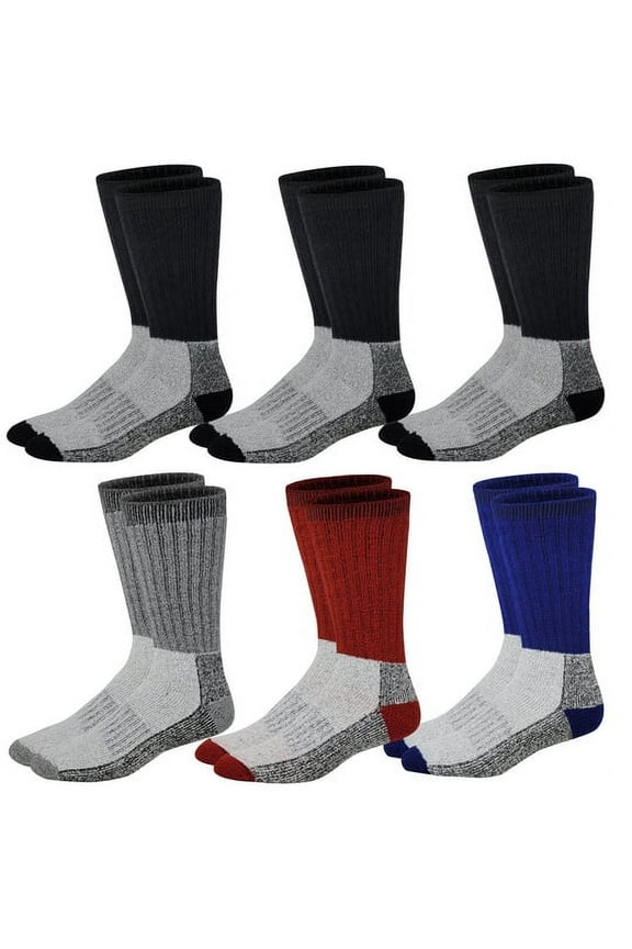 6 Pairs DIFFERENT TOUCH Assorted Men's Heavy Weight Wool Blend Thermal Winter Socks