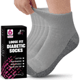 thumbnail image 1 of Debra Weitzner Men’s and Women’s Diabetic Ankle Socks, Non-Binding Cushion Sole with Reinforced Heel and Toe, Size 9-11, Gray and Black, 6 Pairs, 1 of 3