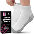 thumbnail image 1 of Debra Weitzner Men’s and Women’s Diabetic Ankle Socks, Non-Binding Cushion Sole with Reinforced Heel and Toe, Size 13-15, White and Gray, 6 Pairs, 1 of 3