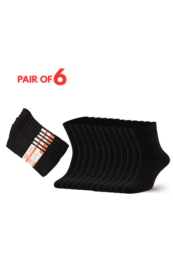 6 Pairs Diabetic Quarter Ankle Socks for Men & Women – Doctor Recommended Non-Binding Socks for Neuropathy Relief & Circulation Support, Wide Stretch Comfort, Size 9-11, Black