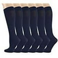 thumbnail image 1 of 6 Pairs Different Touch Pack Women's Non Binding with Comfort Band Opaque Stretchy Spandex Knee High Trouser Socks Queen Size Navy, 1 of 2