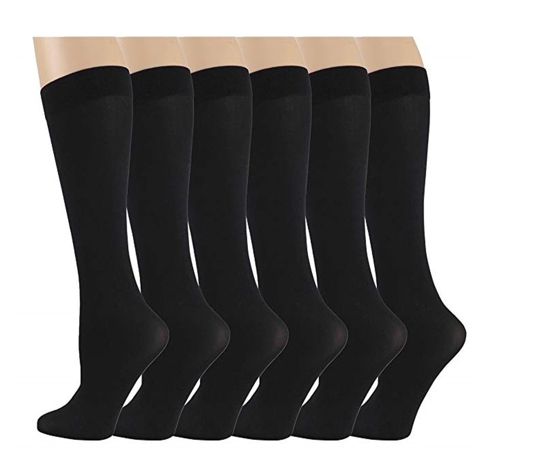 6 Pairs Different Touch Women's Queen Size Opaque Stretchy Nylon ...