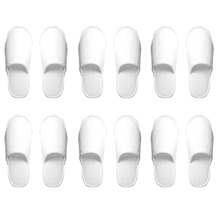 6 Pairs Disposable House Slippers for Guests, Velvet Closed Toe Disposable Slippers Bulk Slipper Pack for Hotel, Spa, Travel, Shoeless Home, White Non-Slip Slippers(10.6*4.1IN)