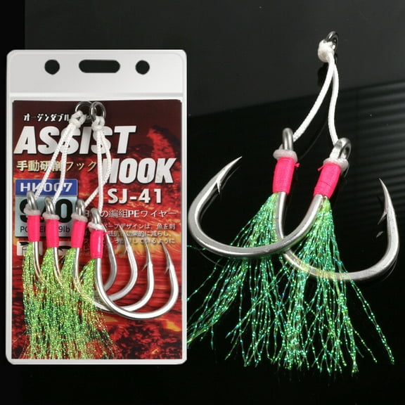 6 Pairs Double Assist Hooks Metal Jig Hook Big Game Saltwater Size 2/0-9/0