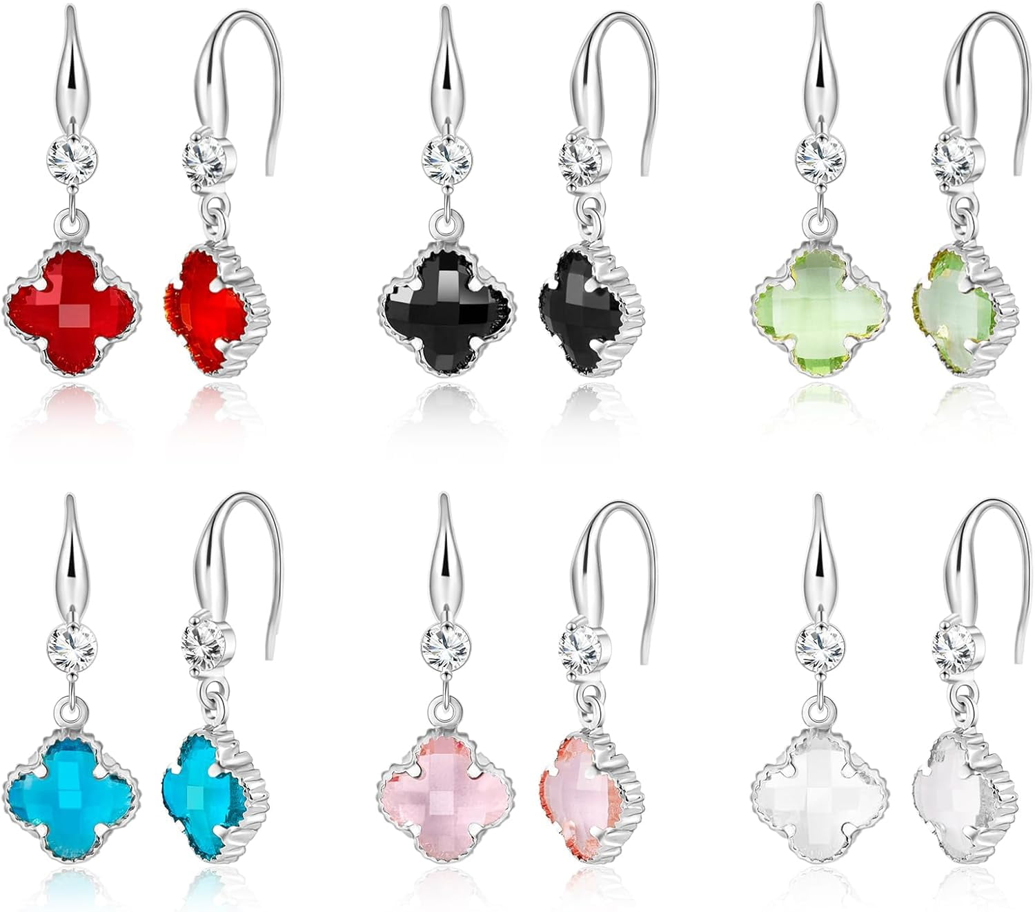 POFO 6 Pairs Drop Dangle Earrings Set For Women Rainbow Crystal Earrings Dangle Hook Earrings Hypoallergenic Jewelry Birthstone Earrings Set Multipack[E7022]