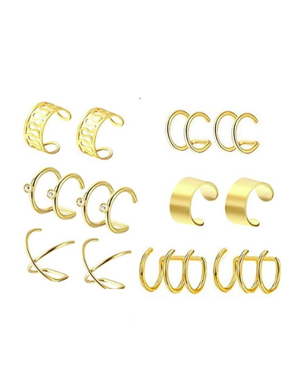 6 Pairs Ear Cuff Set, Fashionable No-Piercing Cartilage Ear Clips