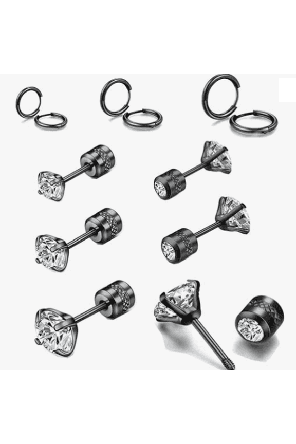 6 Pairs Earring Sets for Women Multiple Piercing, Flat Back Cartilage Earrings and Hoop Earrings Set Hypoallergenic Stainess Steel,Jewelry Gift Set