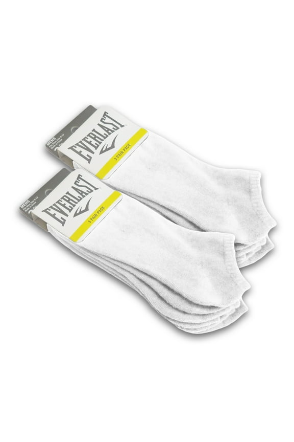 6 Pairs Everlast Ultimate Cushion Moisture-Wicking Ankle Men's Socks (White)