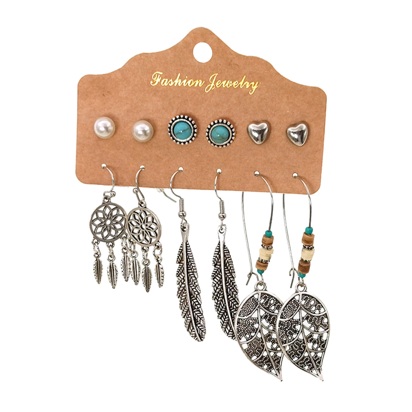 6 Pairs Fashion Vintage Stud Earrings for Women Drop Dangle Earrings