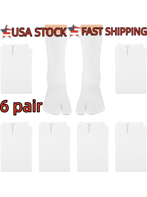 6 Pairs Flip Flop Socks, Elastic Tabi Socks Cotton Split Two Toe Socks Non Slip Ankle Socks with Toes for Women Men