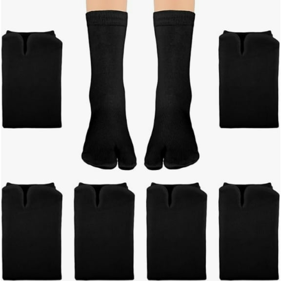 6 Pairs Flip Flop Socks, Elastic Tabi Socks Cotton Split Two Toe Socks Non Slip Ankle Socks with Toes for Women Men