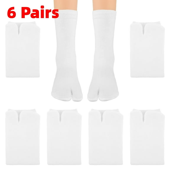 6 Pairs Flip Flop Socks, Elastic Tabi Socks Cotton Split Two Toe Socks Non Slip Ankle Socks with Toes for Women Men