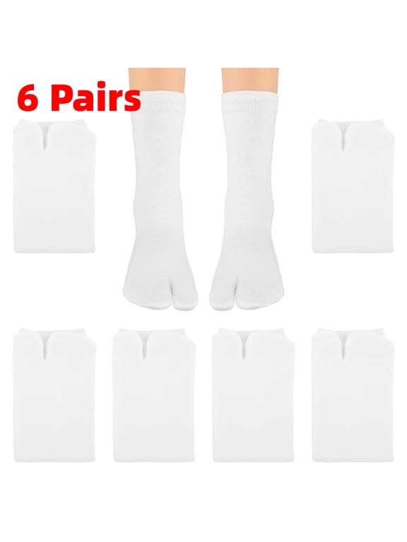 6 Pairs Flip Flop Socks, Elastic Tabi Socks Cotton Split Two Toe Socks Non Slip Ankle Socks with Toes for Women Men