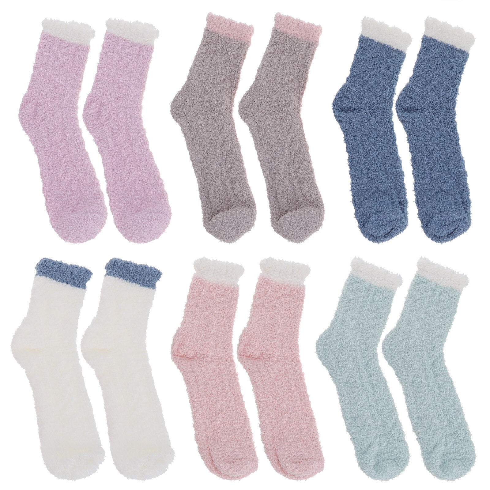 6 Pairs Fluffy Socks Comfortable Stockings Warm Coral Fleece Floor ...