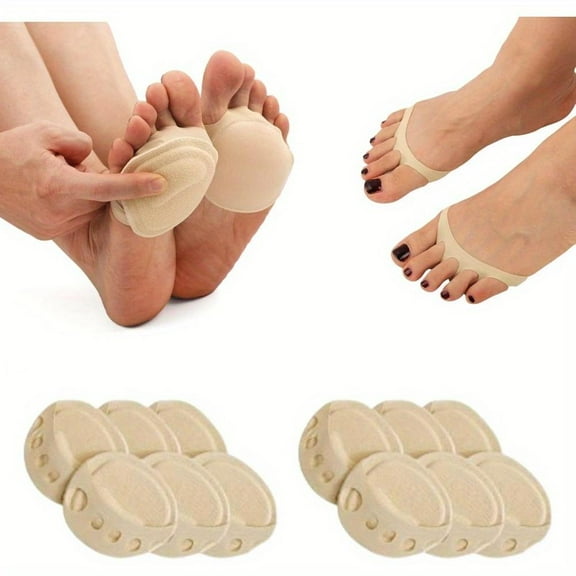 6 Pairs Foot Pads, Forefoot Pads, Five-toe Separation Pads, Wear-resistant and Breathable, High Heel Pads, Reusable, Lightweight and Comfortable, Suitable for Most Shoes, Apricot Color