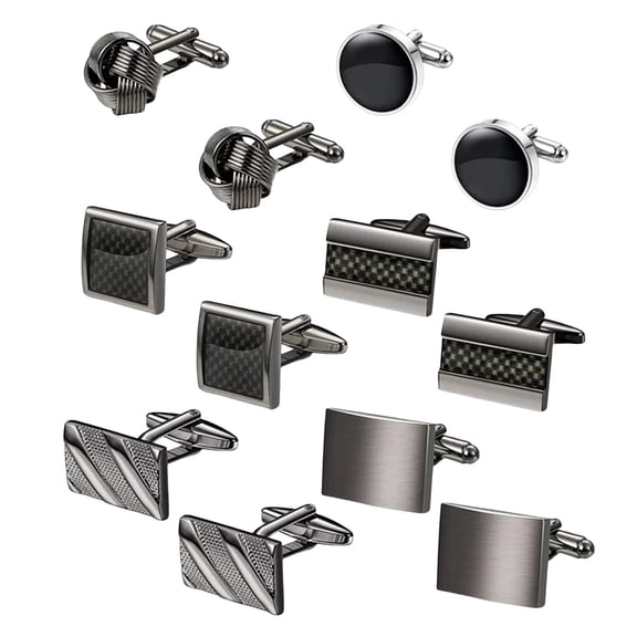 6 Pairs For Men Classic Cuff Links Mens Tuxedo Shirt For Wedding Groom Business Silver Black Set Father's Gift Buttons Home Decor