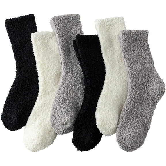 6 Pairs Fuzzy Socks For Women Soft Home Slipper Socks Fluffy Sleeping Socks don't Shed Lint