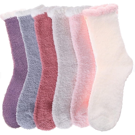 6 Pairs Fuzzy Socks Warm Winter Slipper Fluffy Sleep Cozy Comfy Socks for Mens Womens
