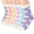 thumbnail image 1 of 6 Pairs Fuzzy Socks for Women and Ladies, Warm Cozy Fluffy Socks Cute Winter Slipper Socks Thick Plush Bed Socks for Casual Home Sleeping, 1 of 4