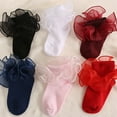 thumbnail image 1 of 6 Pairs Girls Big Ruffle Socks Cute Double Lace Frilly Dress Socks Ankle Socks for Baby Infant Toddler Kids, 1 of 9