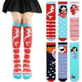 thumbnail image 1 of 6 Pairs Girls Knee High Socks, Kids Crazy Fun Gift Cute Unicorn Patterns Cotton Mid-Calf Boot Socks Warm Long Socks for Age 3-12 Years Girls, 1 of 7