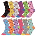 thumbnail image 1 of 6-Pairs Glory Max Women's Assorted Colors Bowknot Design Casual Cotton Crew Socks Size 9-11, 1 of 5
