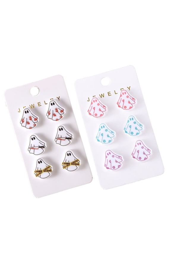 6 Pairs Gothic Acrylic Studs Earrings Colorful Flower Specter Earrings Suitable for Daily Wear and Event