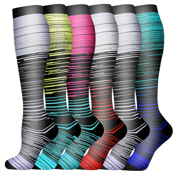 6 Pairs Graduated Compression Socks For Women And Men-Best Support For Running,Athletic, Travel