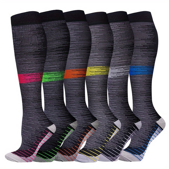 6 Pairs Graduated Compression Socks For Women And Men-Best Support For Running,Athletic, Travel