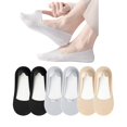 thumbnail image 1 of 6 Pairs Gray No Show Socks Womens, Nylon Invisible Liner for Flats Loafers, 1 of 4