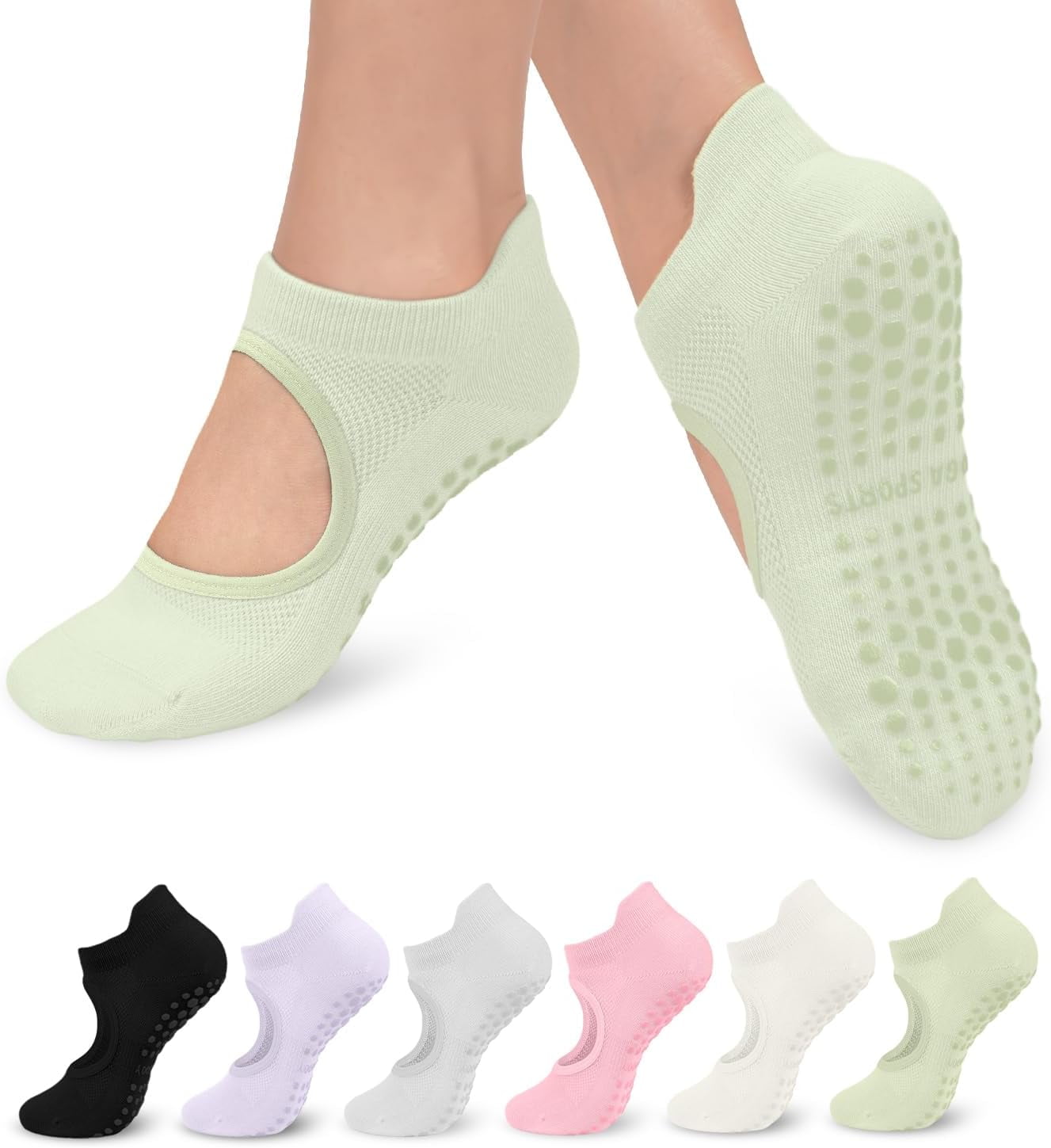 Pairs Grip Pilates Socks for Women, Non-slip Yoga Athletic Socks