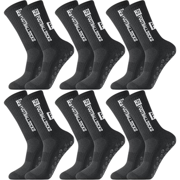 6 Pairs Anti Slip Soccer Socks for Men, 6-11 US Size Cotton Athletic Grip Socks