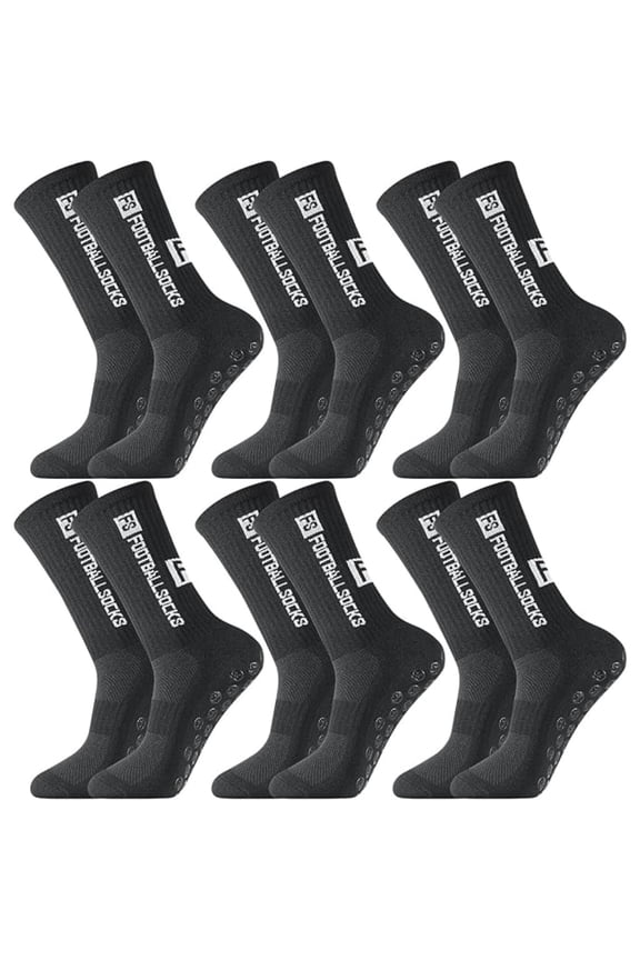 6 Pairs Grip Soccer Socks for Men Anti Slip Athletic Socks Non-Slip Sports Football Basketball Socks with Grip Pads