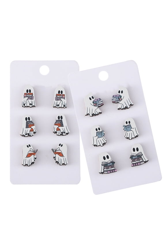 6 Pairs Halloween Earrings Collection Book Specters Ear Rings for Daily Wear