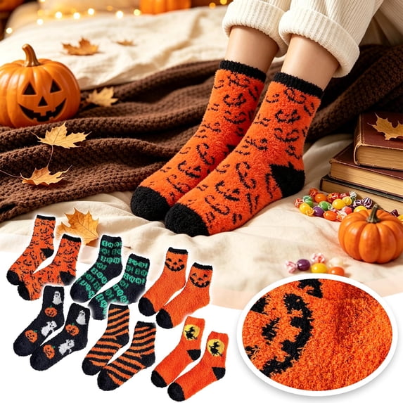 6 Pairs Halloween Socks, Funny Socks Halloween Gifts for Women Men