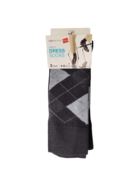 6 Pairs Hanes Men's Performance Dress Socks Size 6-12, Pattern-Argyle C81/3