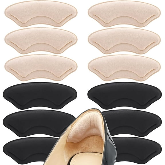 6 Pairs Heel Cushion Liners for Big and Loose Shoes - Protectors for Blisters, Friction and Pain - Anti-Slip Grips to Make Shoes Fit Tighter