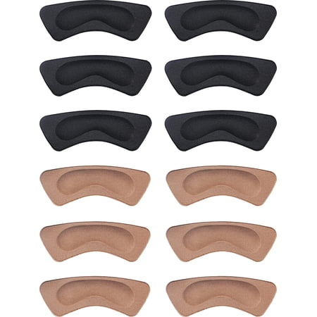6 Pairs Heel Cushion Pads Heel Shoe Grips Liner Self-Adhesive Shoe Insoles Foot Care Protector (Brown and Black)