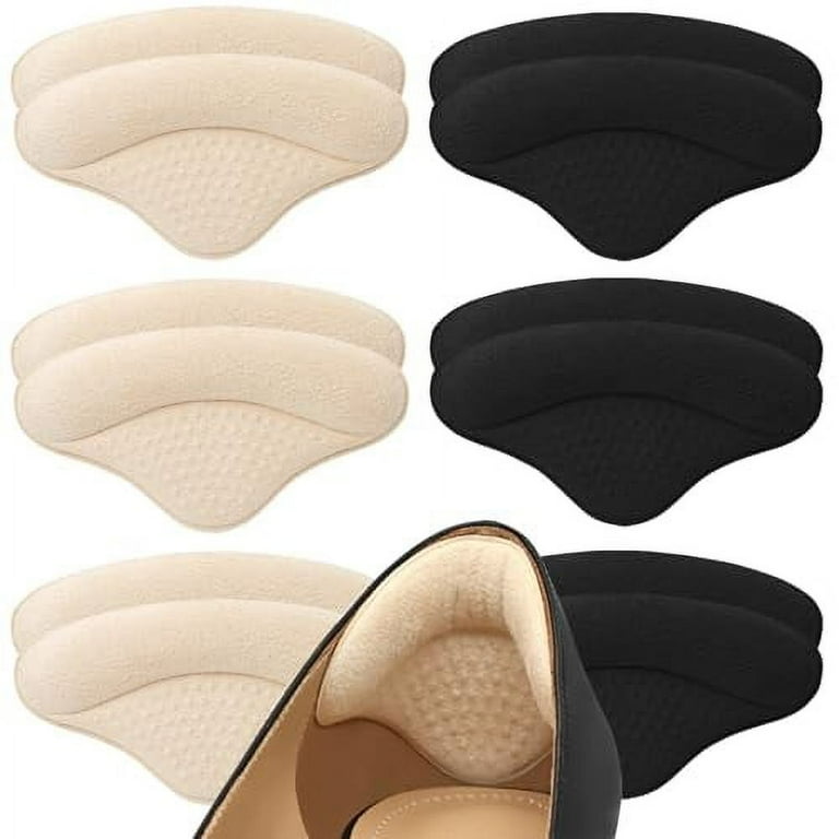 6 Pairs Heel Cushion Pads Ultra Soothing Lengthen and Widen 4D Full Protection Heel Grips for Heel Pain Heel Slipping Blisters Friction Loose Shoes Fit Beige Black Walmart