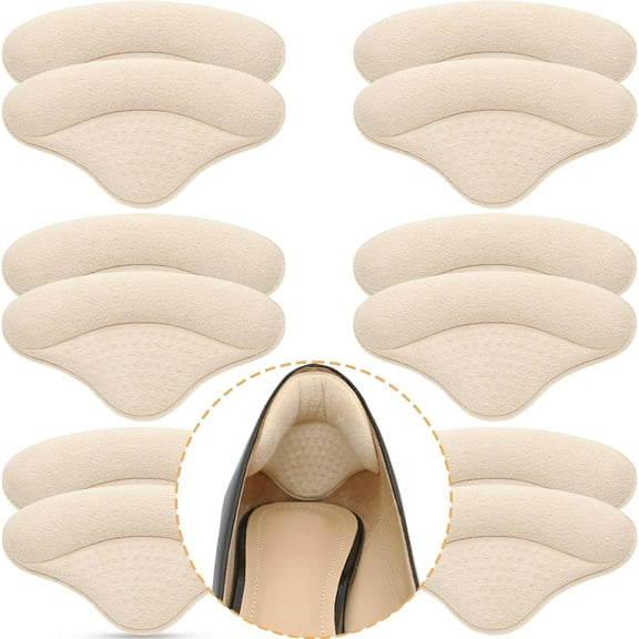 6 Pairs Heel Cushions Inserts for Loose Shoes, Heel Pads Grips Liner Snugs, Filler Improved Shoe Fit and Comfort, Prevent Too Big Shoes from Slipping,Heel Pains frictions and Blisters (Beige)